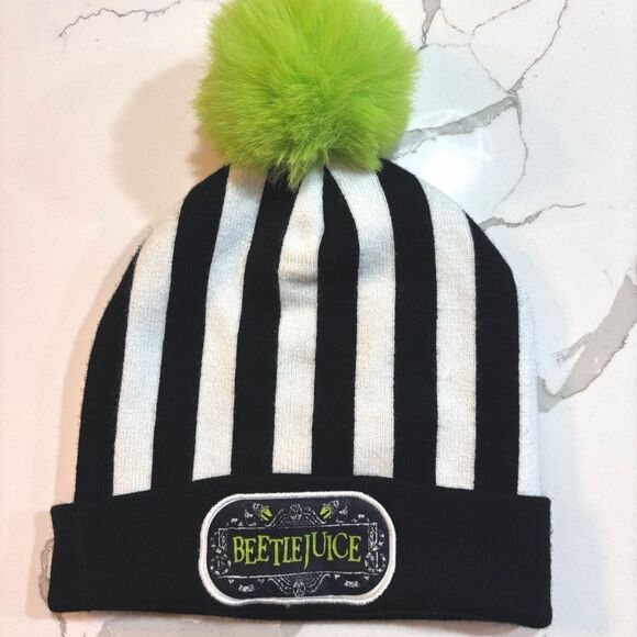 Beetle Juice | Youth Unisex Black White Green Hat and Glove Set - Picture 3 of 11